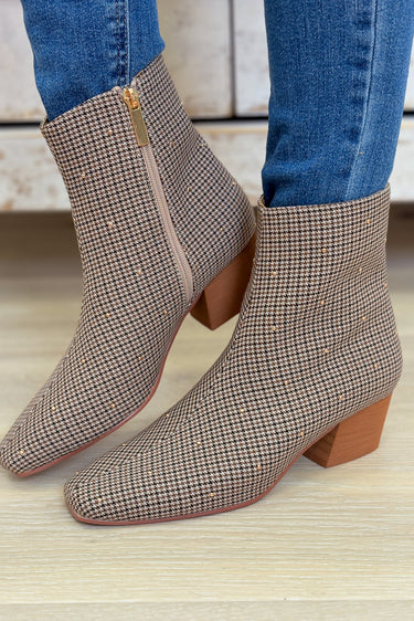 Corky's Such A Tease Boots - Black Tan Houndstooth