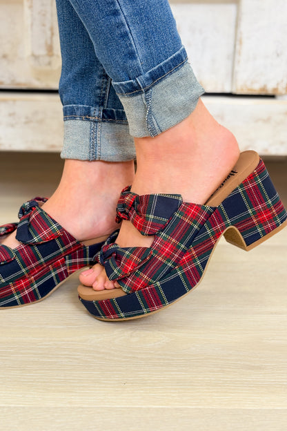Corky's Put A Bow On It Sandals - Navy Plaid
