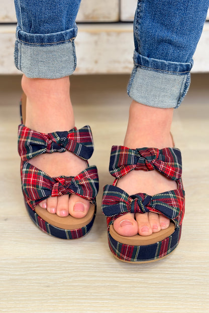 Corky's Put A Bow On It Sandals - Navy Plaid