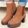 Susan Heeled Platform Ankle Boots - Whiskey