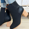 Jennifer Two Tone Semi Square Toe Ankle Boots - Black