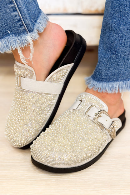 Virgile Embellished Mules - White