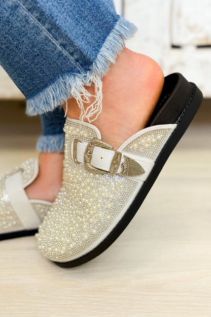 Virgile Embellished Mules - White