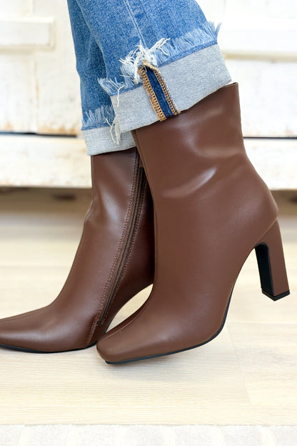 Palm Dressy Booties - Brown