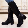 Aqua Knitted High Knee Boots - Black Pu