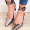 Trinee Slingback Ankle Strap Heels - Pewter