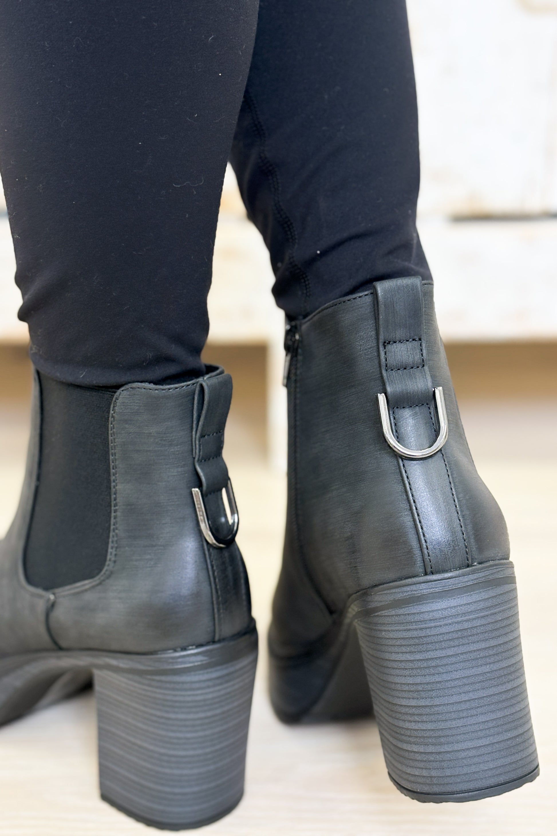 Susan Heeled Platform Ankle Boots - Black