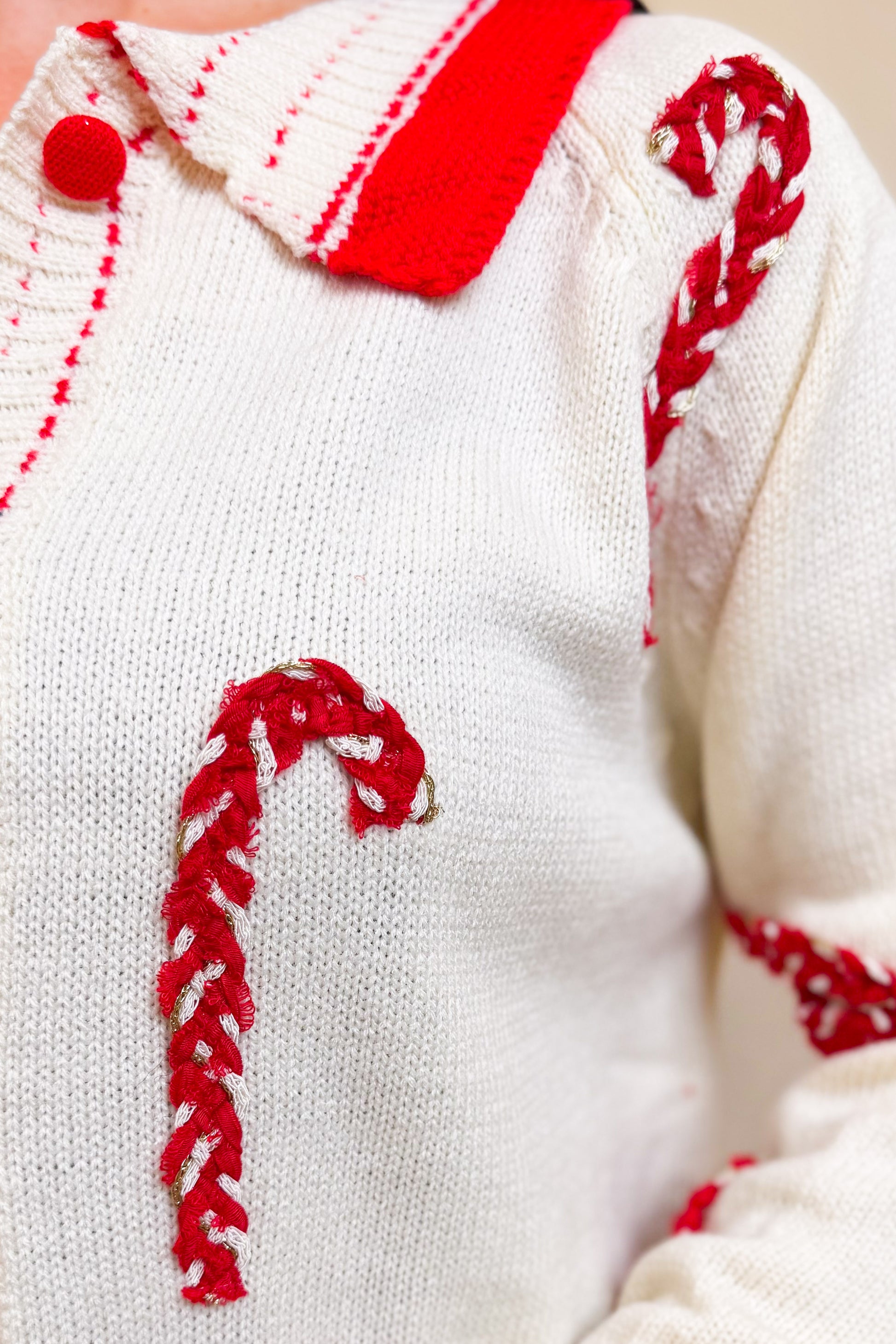 Candy Cane Train Button Down Sweater
