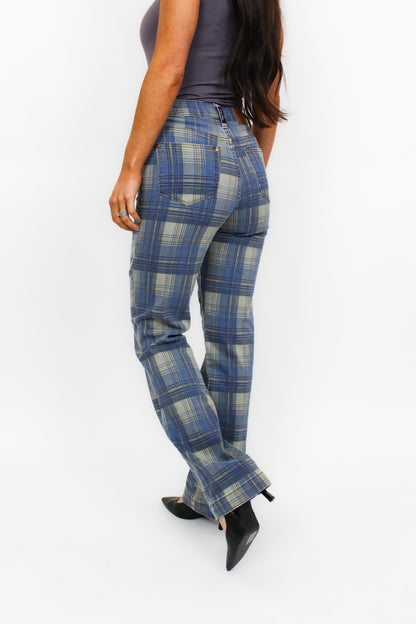 Judy Blue Vintage Plaid Straight Jeans