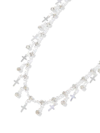 Keep The Faith Necklace - Liquid Metallic Pearl White