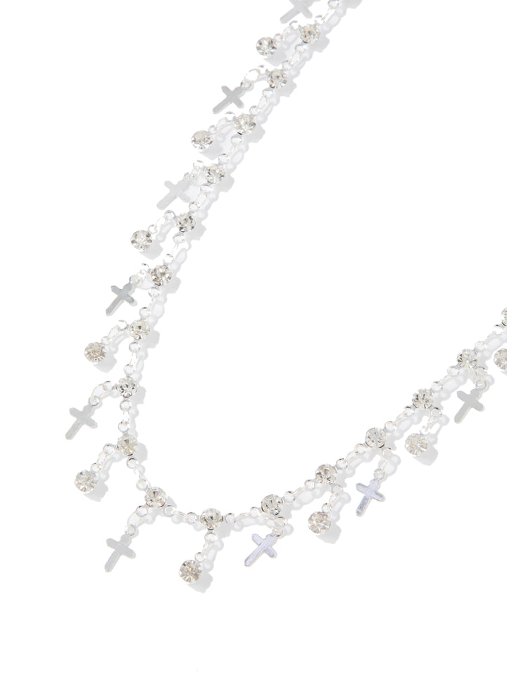 Keep The Faith Necklace - Liquid Metallic Pearl White