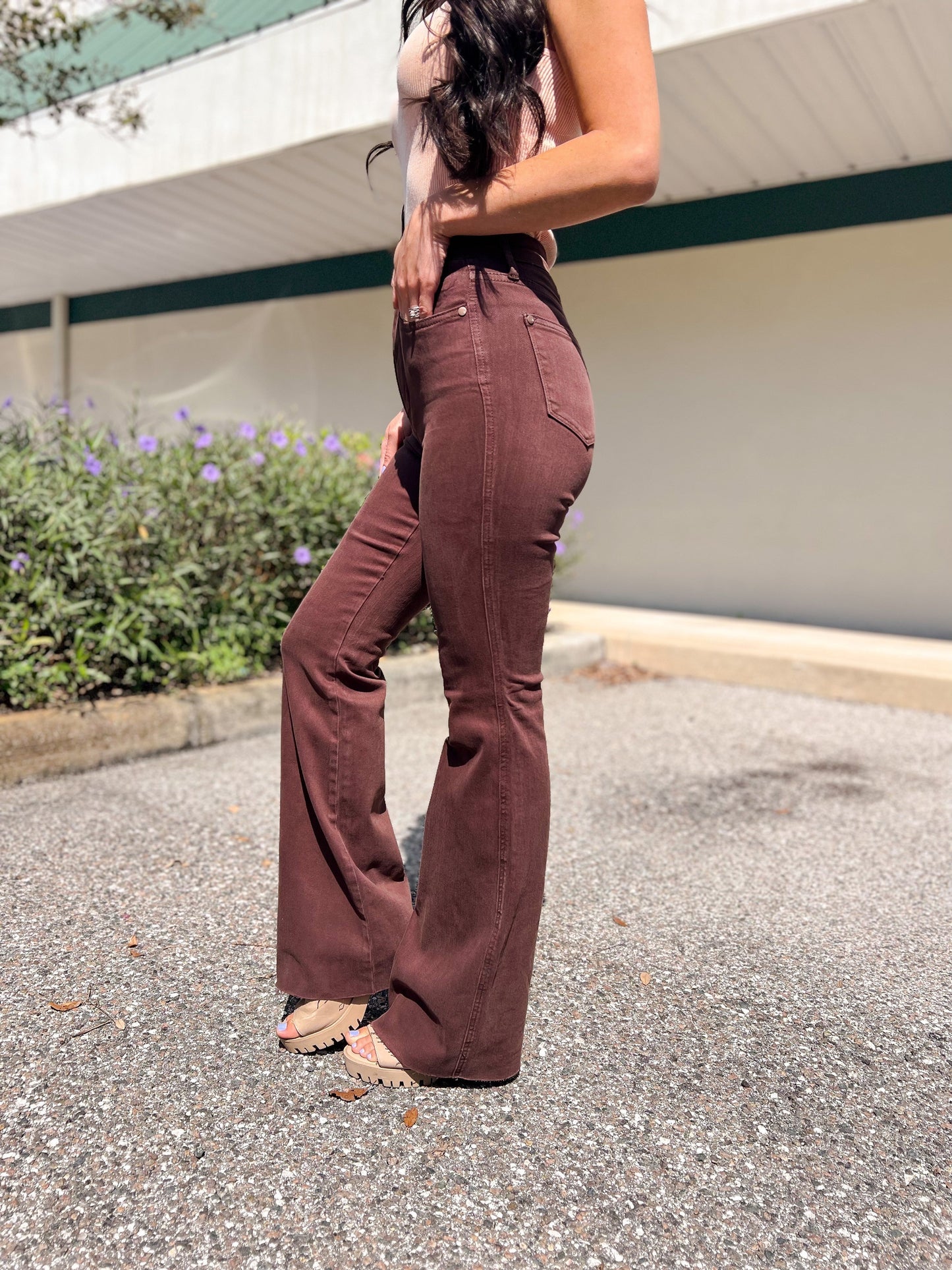 Judy Blue Tummy Control Flare Jeans - Espresso