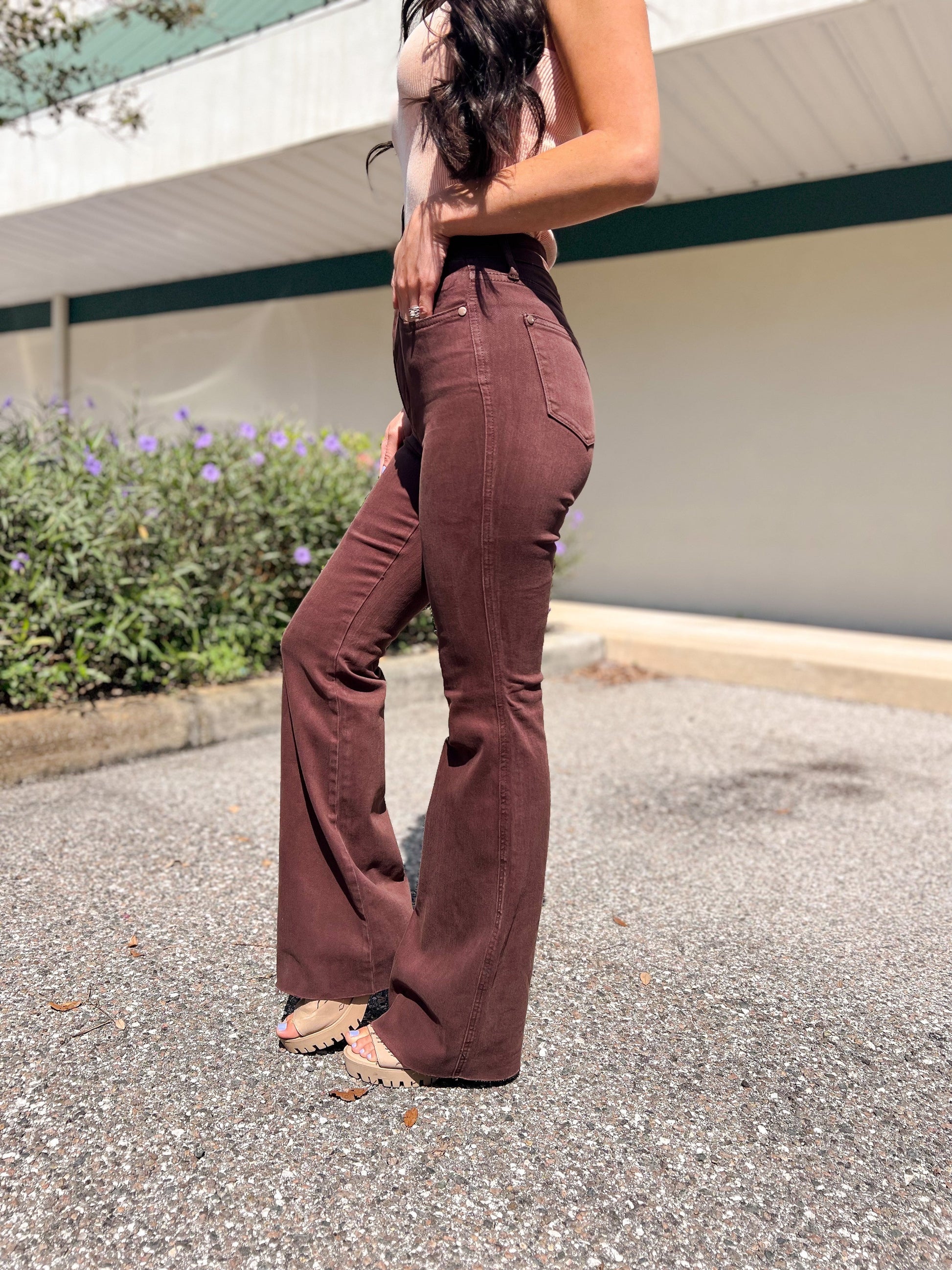 Judy Blue Tummy Control Flare Jeans - Espresso