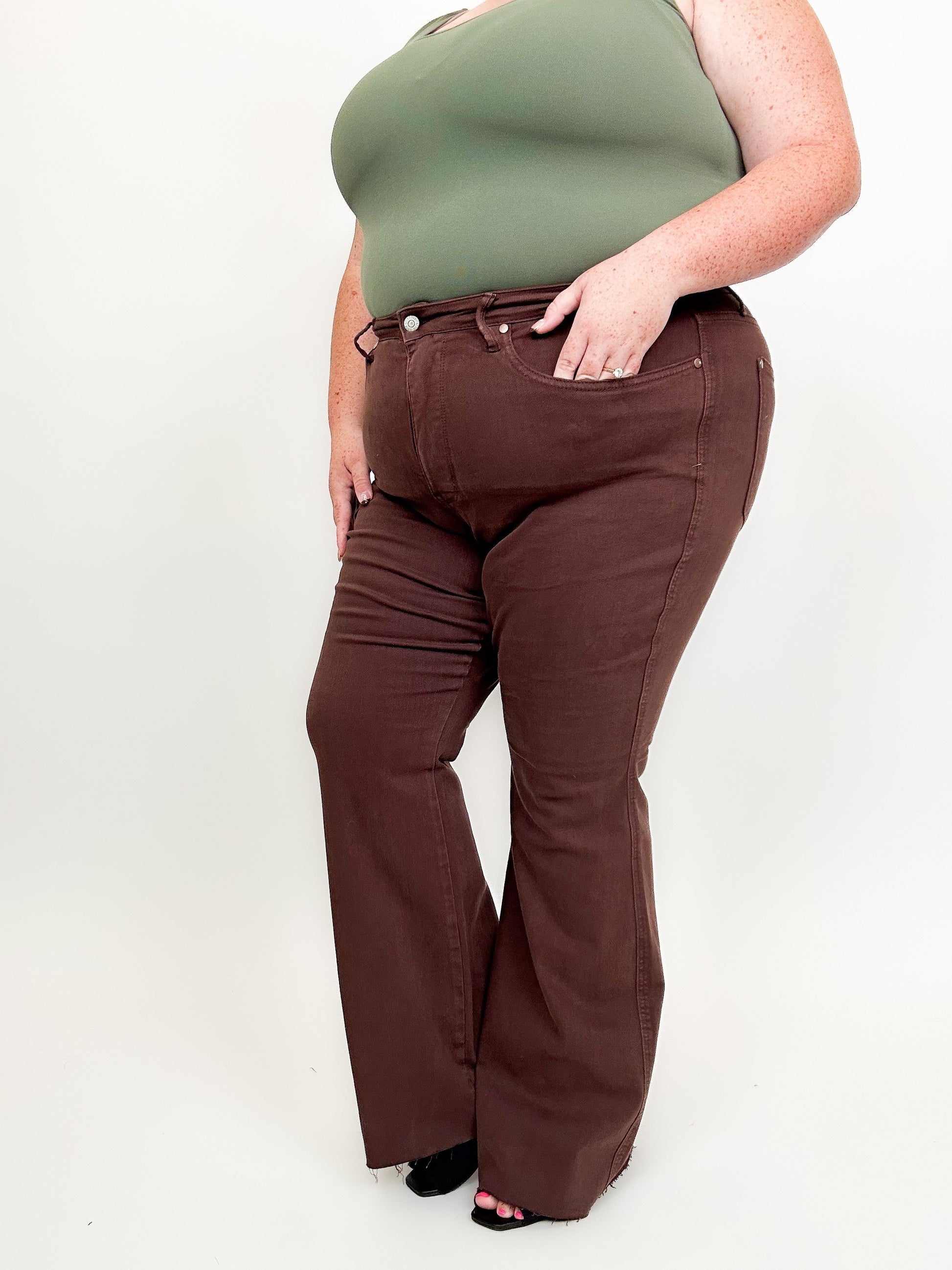 Judy Blue Tummy Control Flare Jeans - Espresso