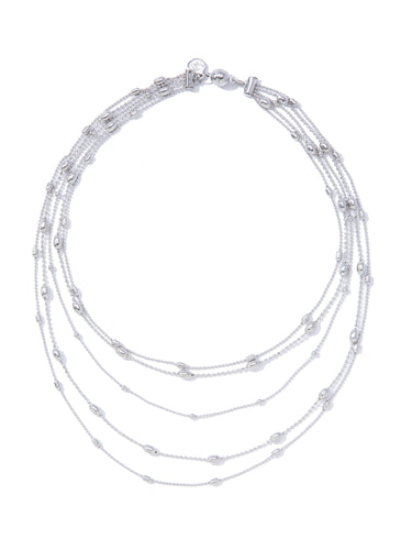 Lively Droplets Multi Layered Necklace - Silver