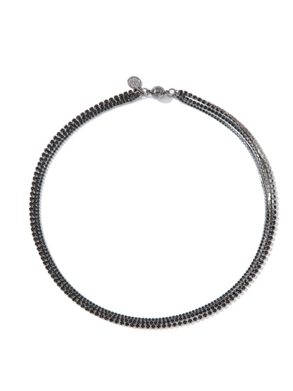 Love Stitch Multi Layered Necklace - Gunmetal