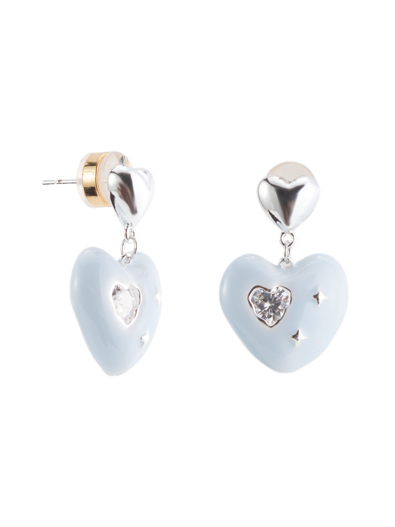 Loving Gaze Earrings - Liquid Metallic Pearl White - Ice Blue