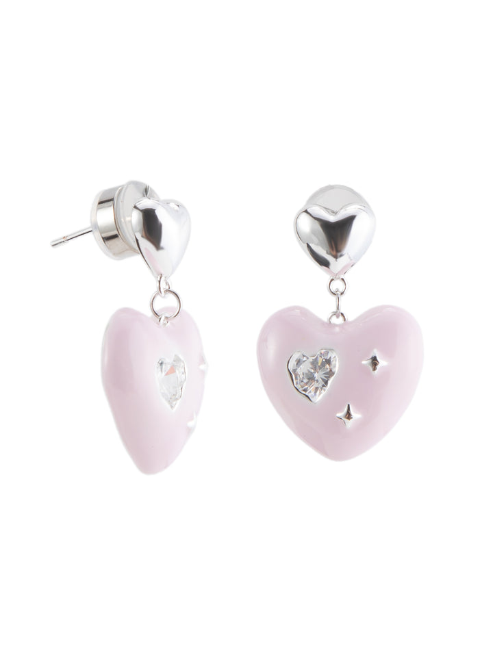 Loving Gaze Earrings - Liquid Metallic Pearl White Tickle Me Pink