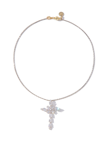 Lucky Cross Necklace - Linen White