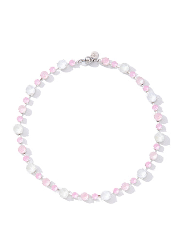 Lucy In The Sky Necklace - Liquid Metallic Pearl White Pink Salt