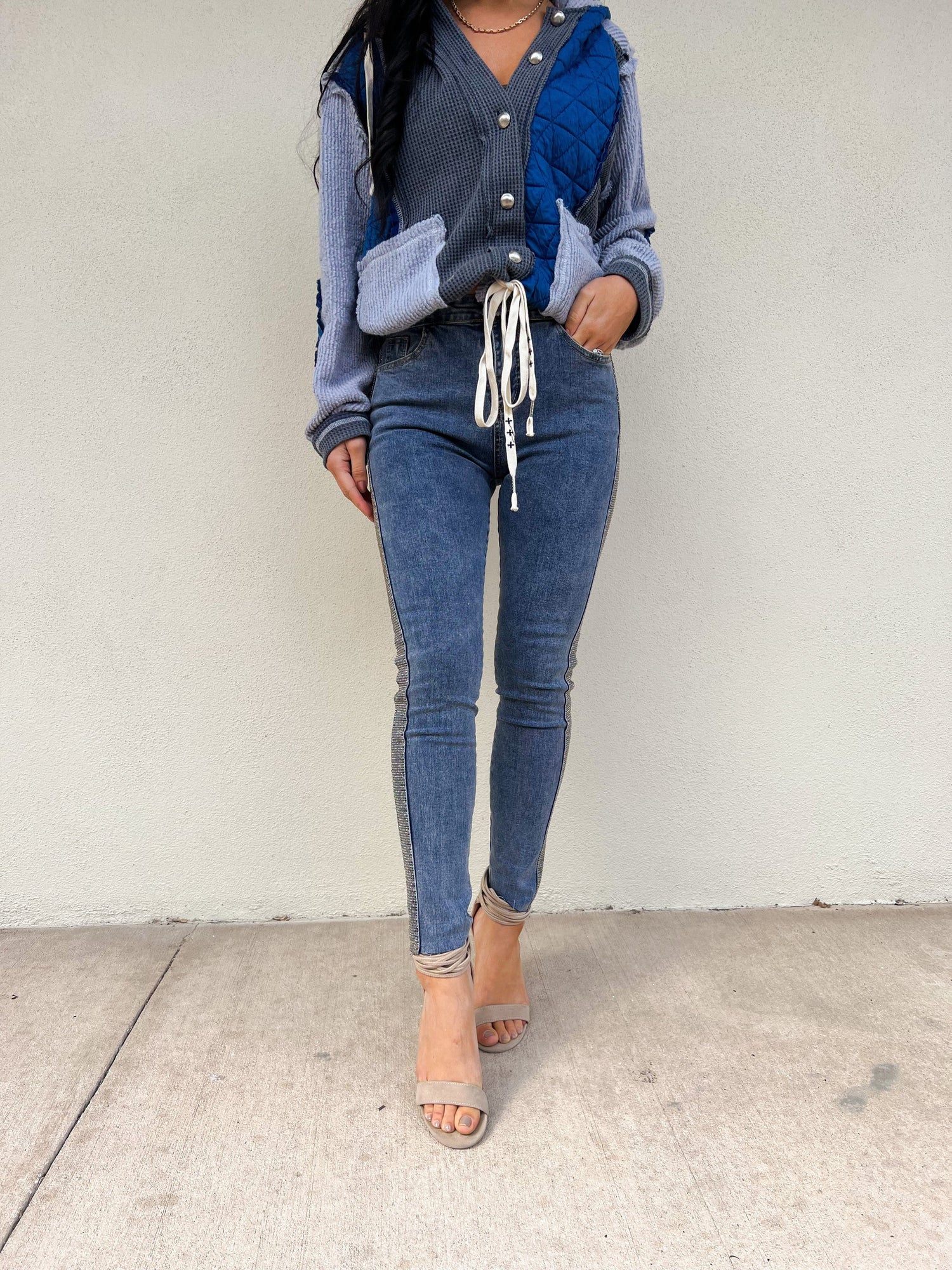 Blue B Embelishment Stretch Denim Jeans