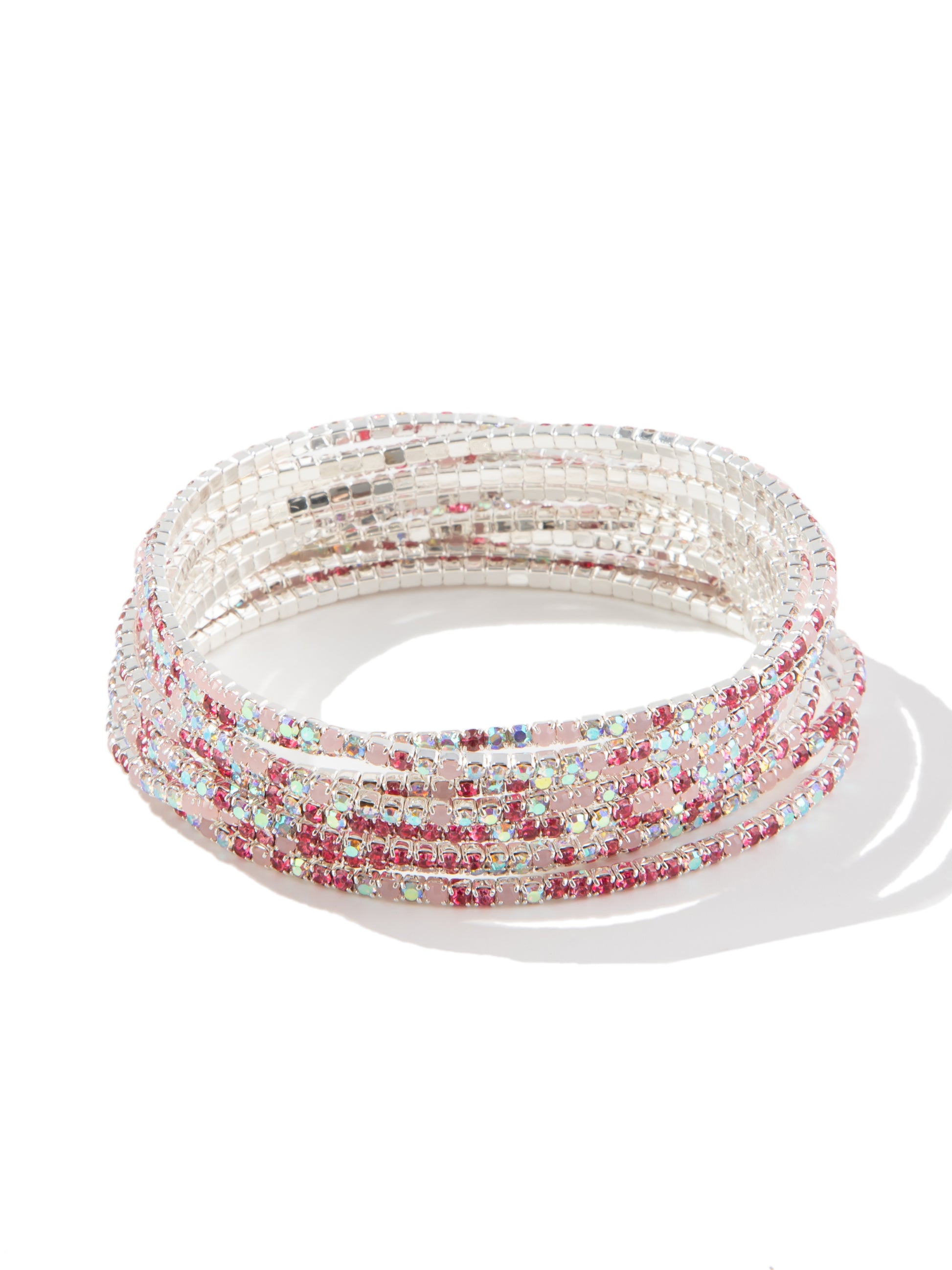 Malibu Bracelet Set - Liquid Metallic Pearl White Pink