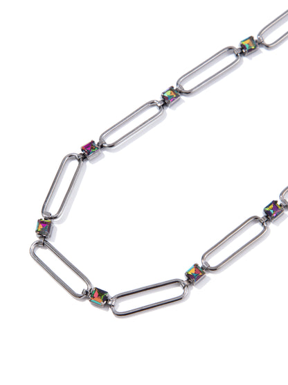 Mallie Necklace - Gunmetal Rainbow AB