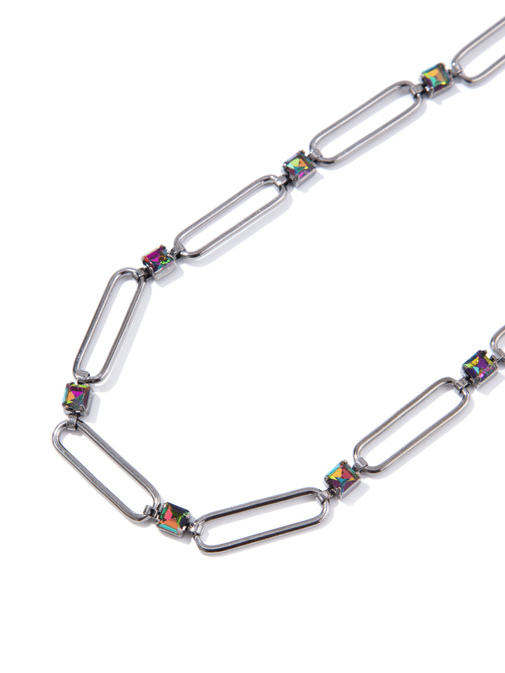 Mallie Necklace - Gunmetal Rainbow AB