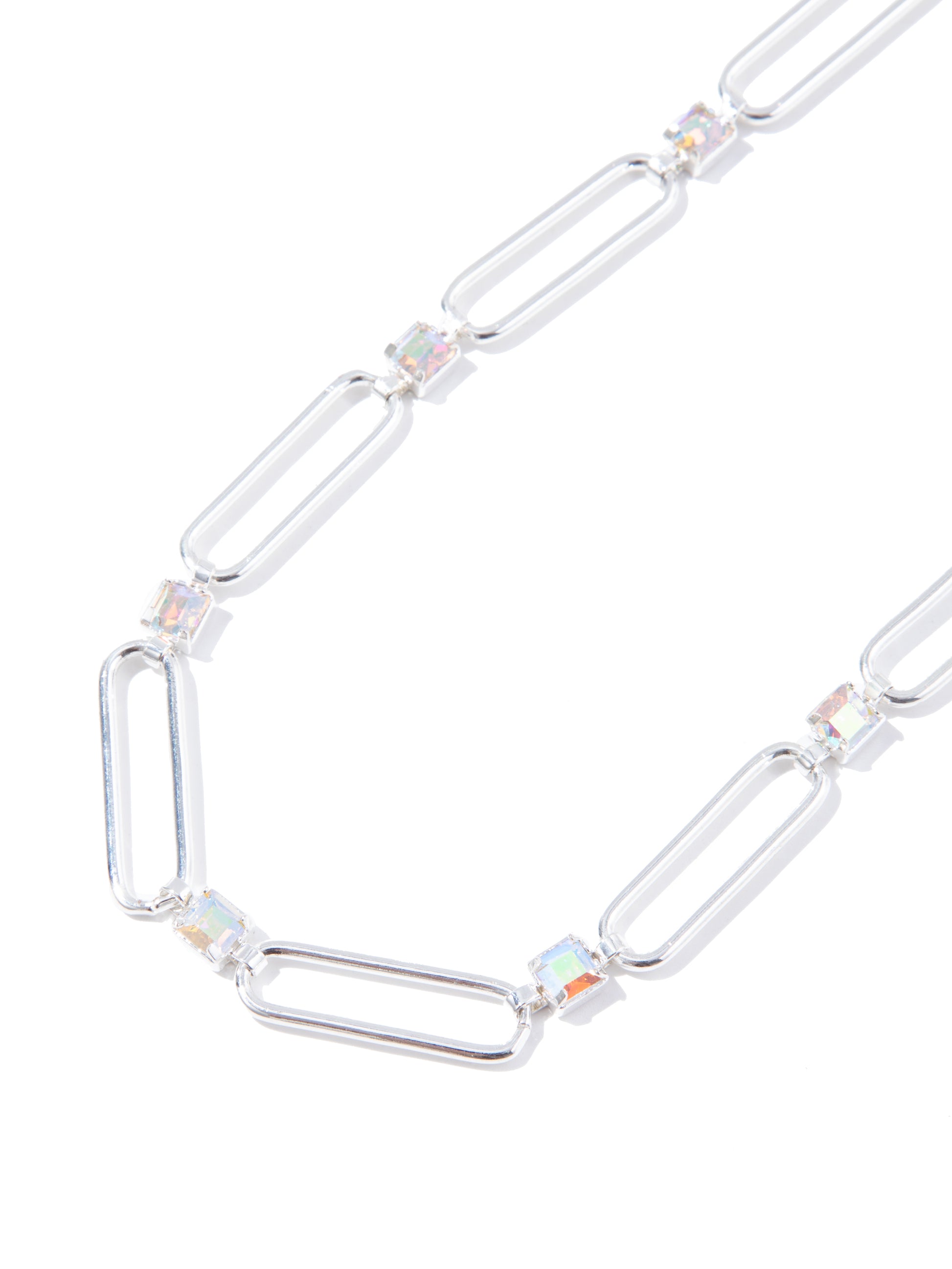 Mallie Necklace - Liquid Metallic Pearl White Clear AB