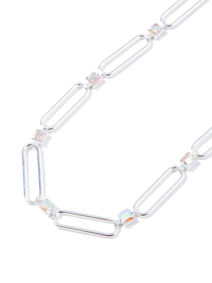 Mallie Necklace - Liquid Metallic Pearl White Clear AB