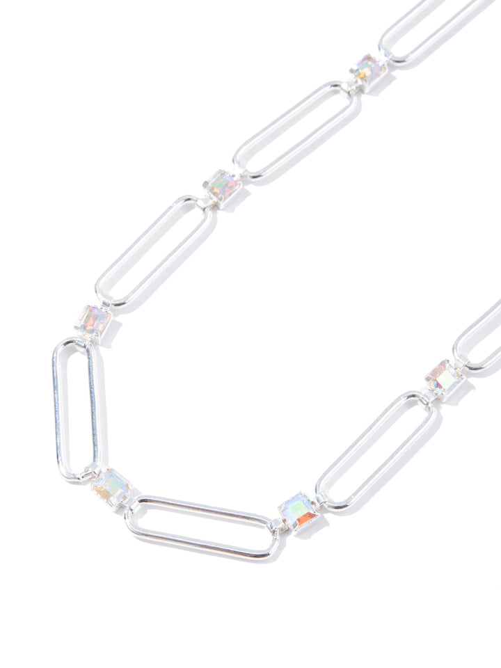 Mallie Necklace - Liquid Metallic Pearl White Clear AB