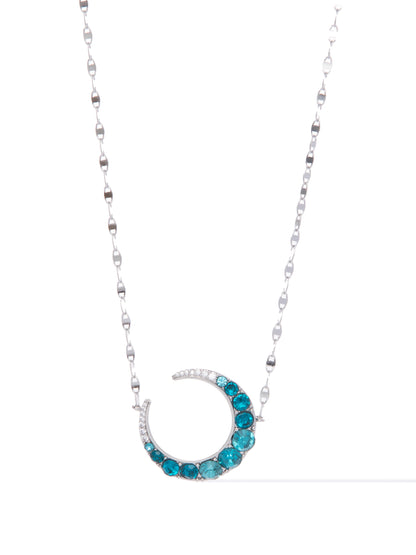 Midnight Moon Necklace - Blue Lights