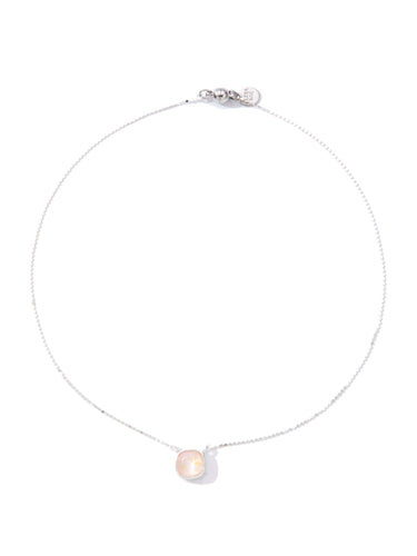 Mini Crystal Glow Square Necklace - Liquid Metallic Pearl White Pinky Promise