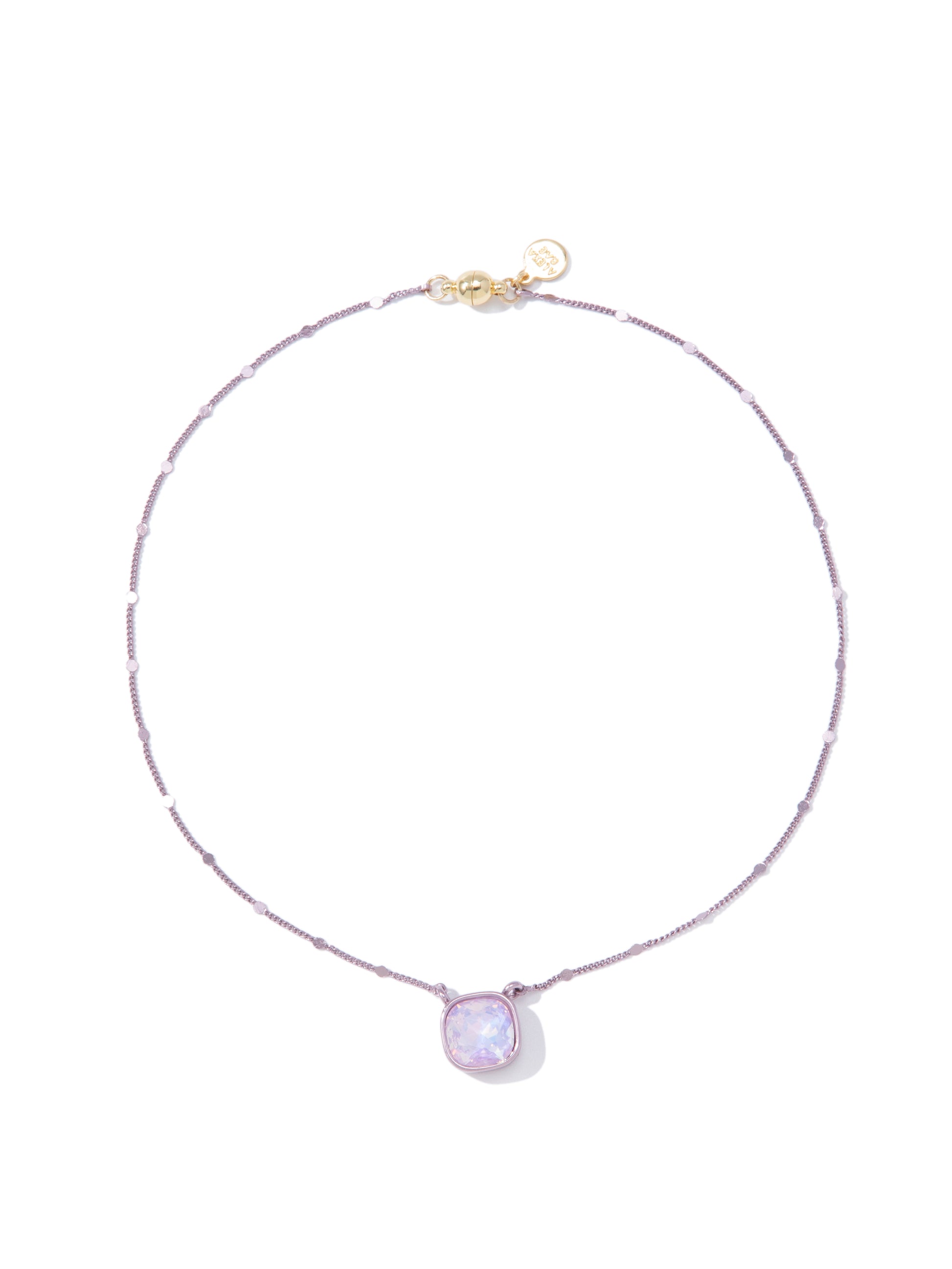 Mini Crystal Glow Square Necklace - Dusty Lilac Lilac