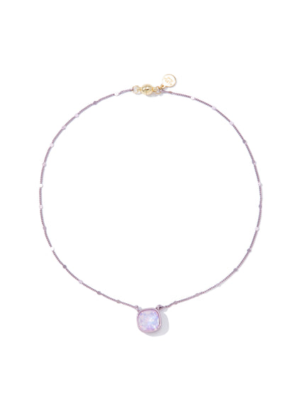 Mini Crystal Glow Square Necklace - Dusty Lilac Lilac