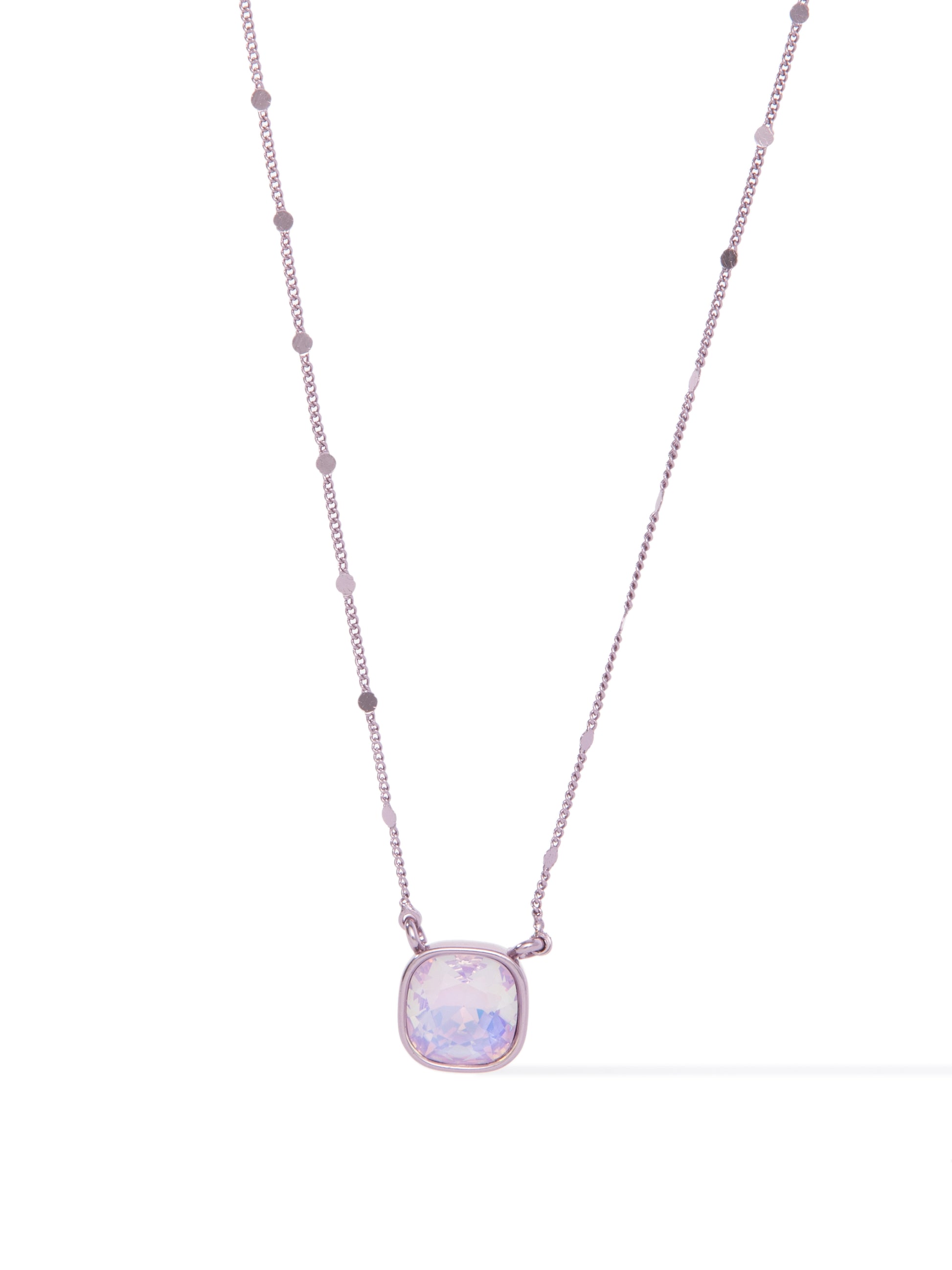 Mini Crystal Glow Square Necklace - Dusty Lilac Lilac