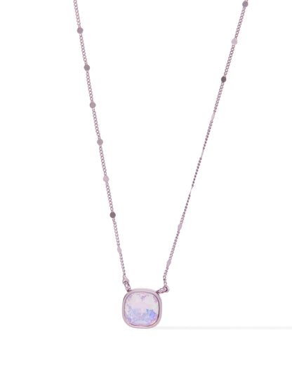 Mini Crystal Glow Square Necklace - Dusty Lilac Lilac
