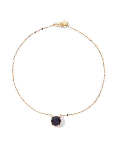 Mini Crystal Glow Square Necklace - Amethyst