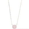 Mini Crystal Glow Square Necklace - Liquid Metallic Pearl White Pink Salt