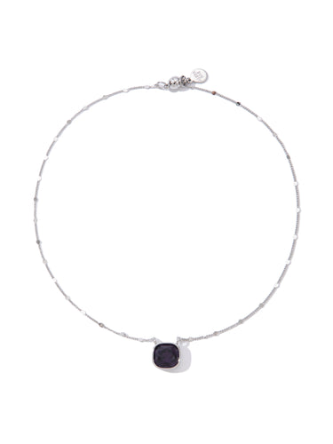 Mini Crystal Glow Square Necklace - Amethyst