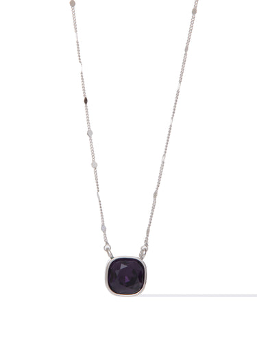 Mini Crystal Glow Square Necklace - Amethyst