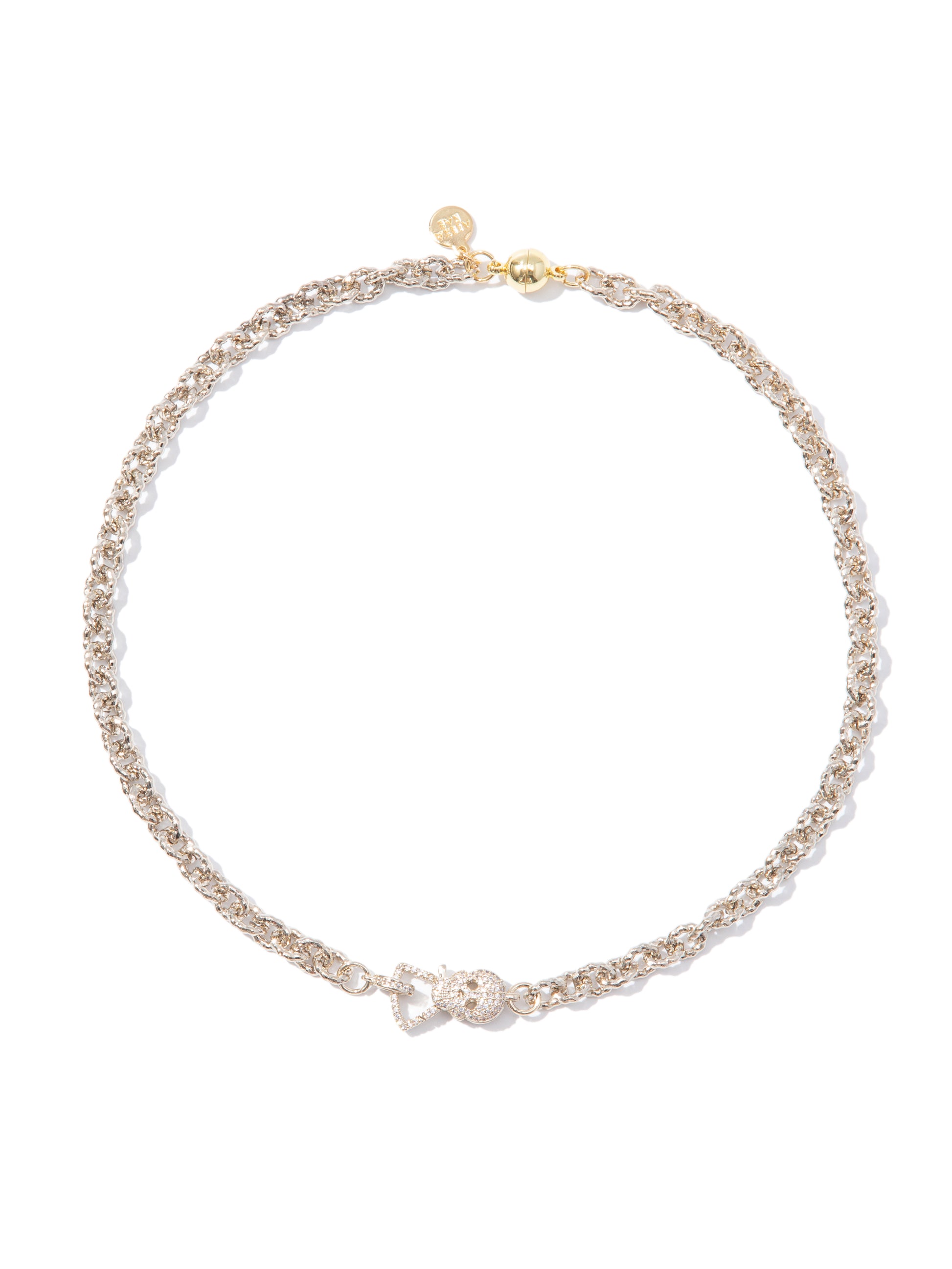 Mini Skully Necklace - Metallic Linen