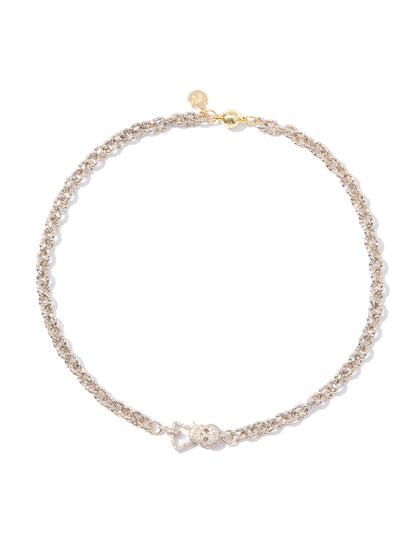 Mini Skully Necklace - Metallic Linen