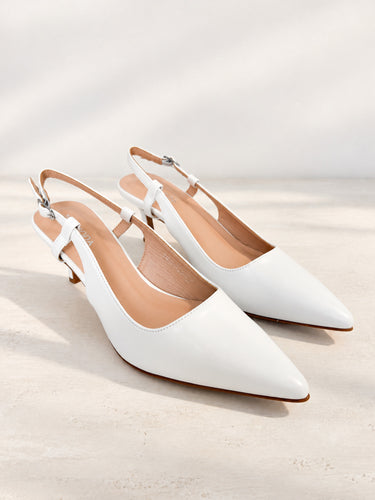 Betty Strap Back Heels - White PU
