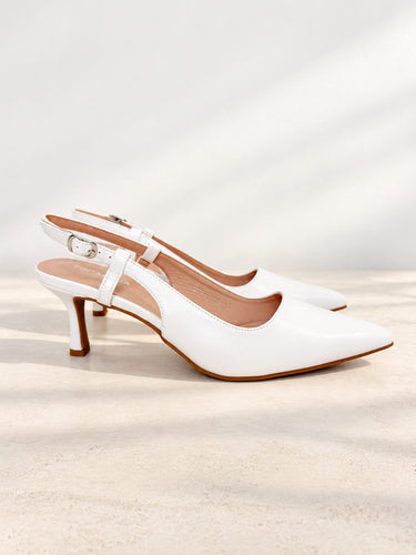 Betty Strap Back Heels - White PU