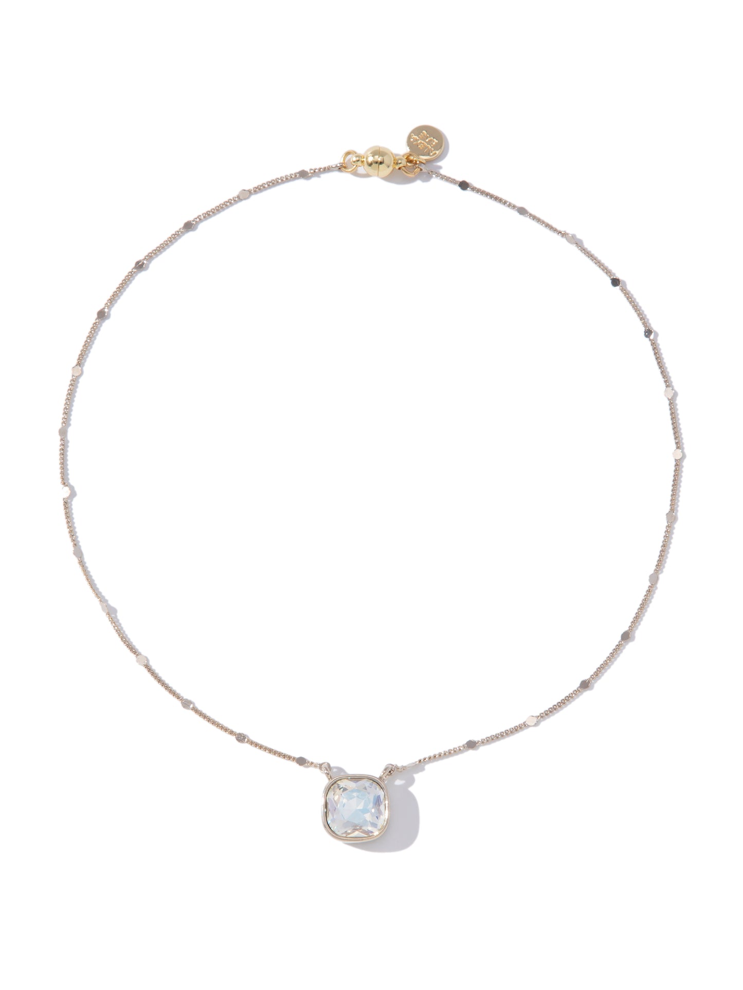 Mini Crystal Glow Square Necklace - Linen White AB