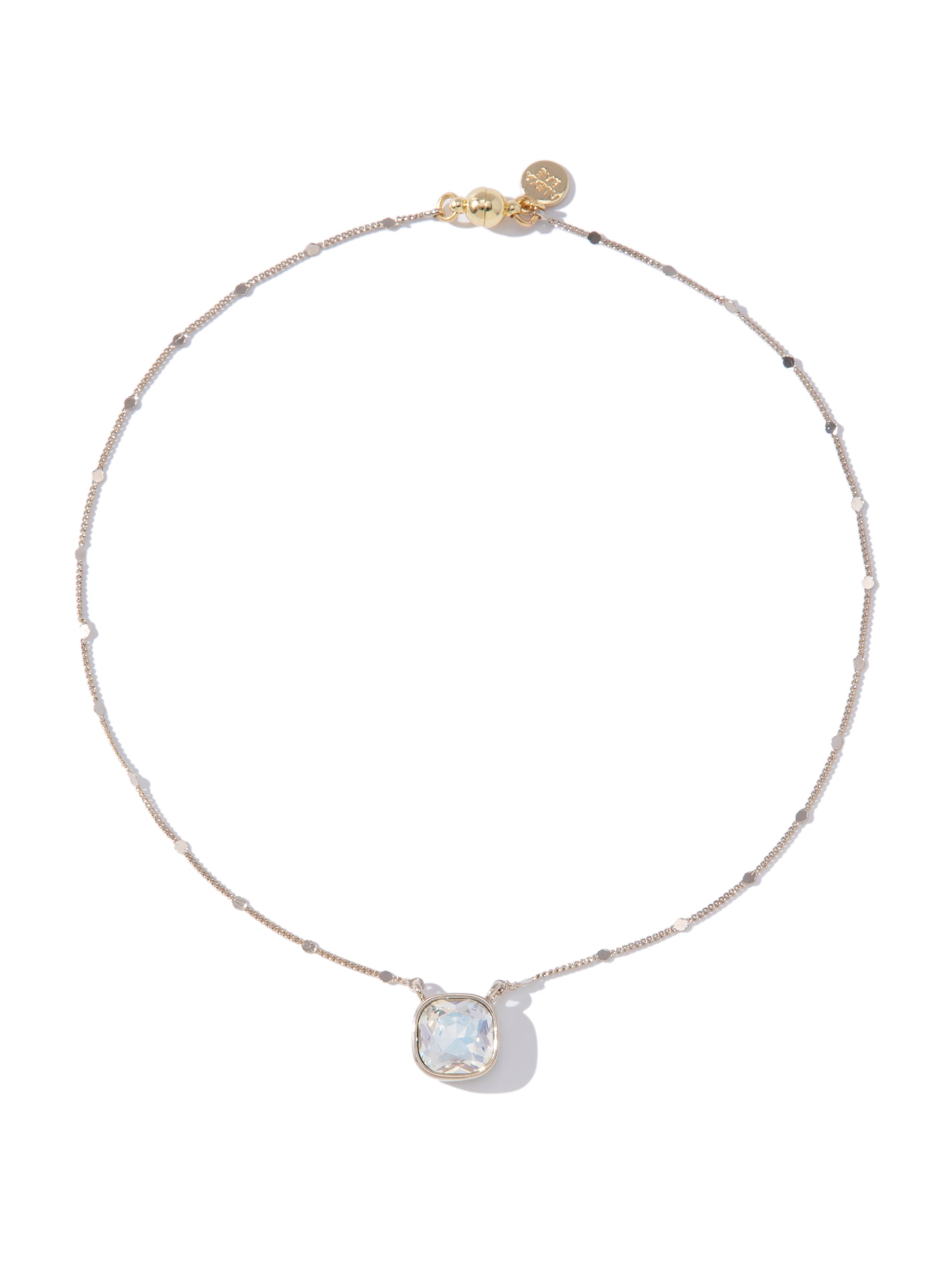 Mini Crystal Glow Square Necklace - Linen White AB