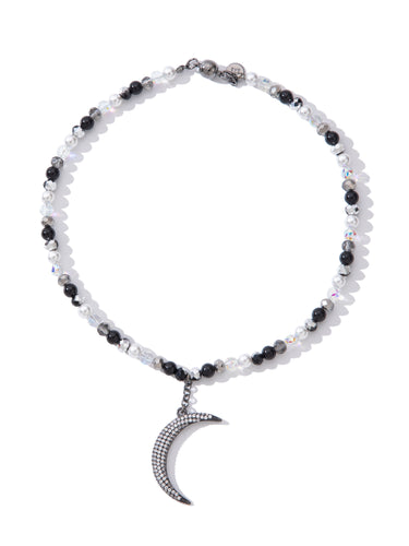 Night Moon Necklace - Black Night Gunmetal