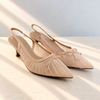Stephy Bow Mesh Heels - Nude