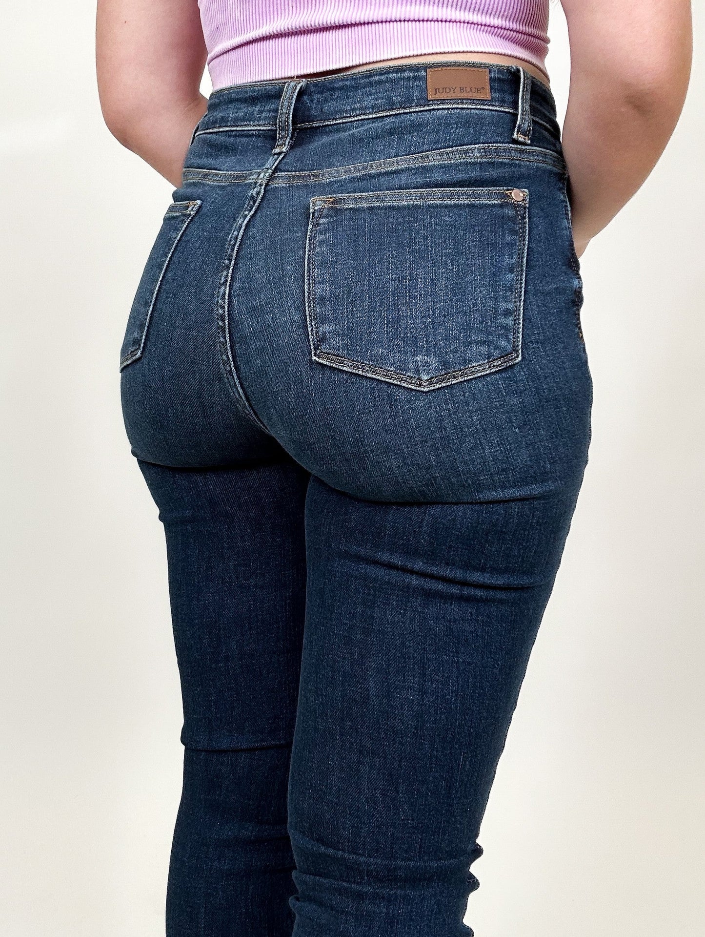 Judy Blue High Rise Button Fly Cut Off Skinny Jeans